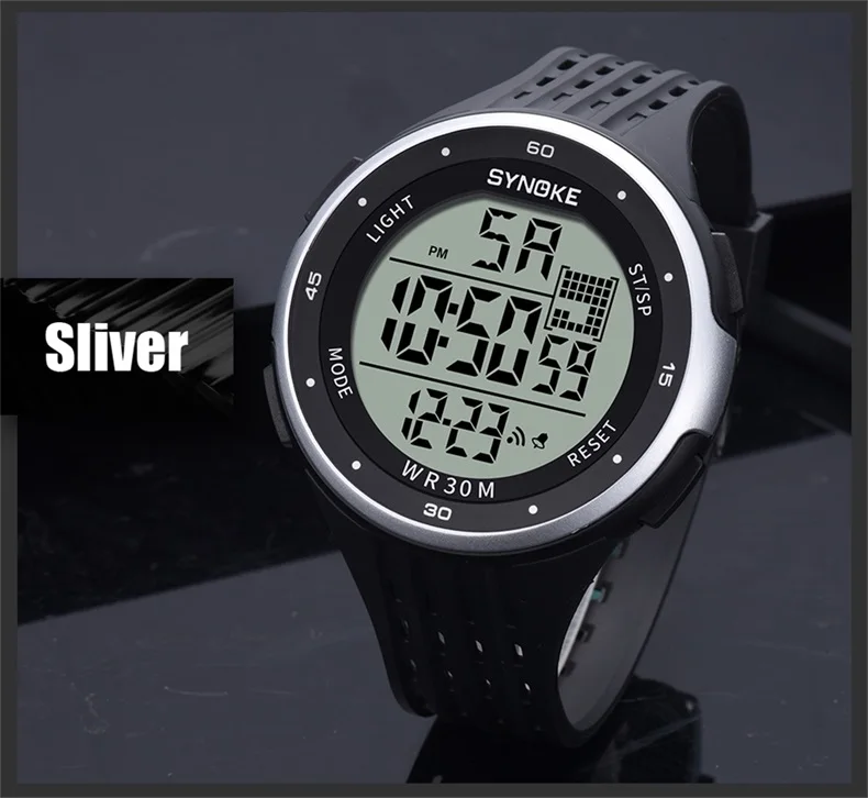 SYNOKE, мужские спортивные цифровые часы, светодиодный дисплей, водонепроницаемые электронные наручные часы, спортивные часы, наручные часы, Montre Homme