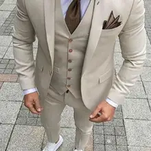 2019 индивидуальный заказ Slim Fit курение Формальные смокинг бежевый