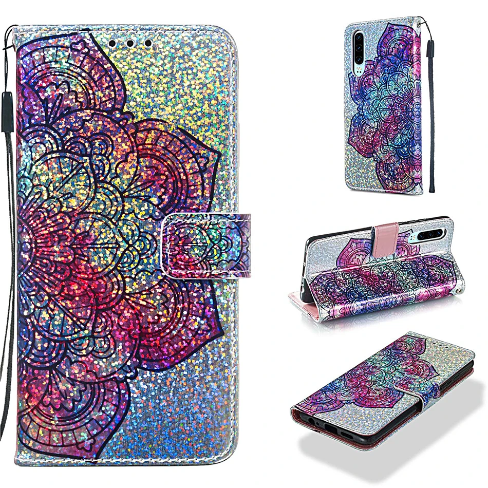 Shining Wallet Flip Cases For Huawei P30 Pro P Smart 2019 Mate 20 Lite Y6 2018 Y7 Prime 2019 Honor 10 Lite 7A Pro 8A Cover