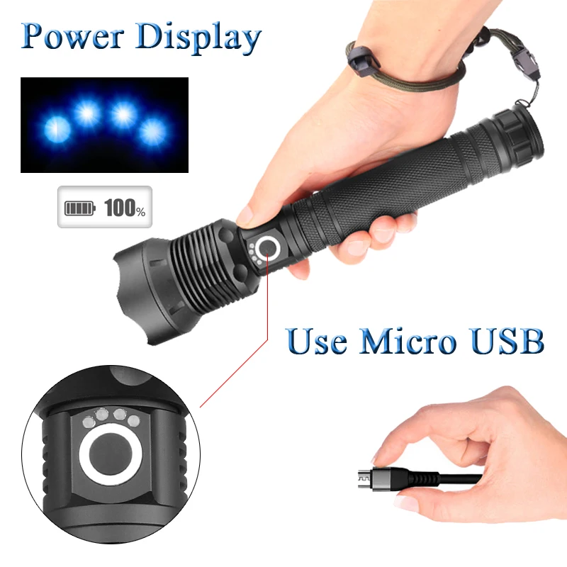 Litwod Z201282 50000 люменов лампа XHP70.2 мощный фонарик с микро usb Zoom светодиодный фонарь