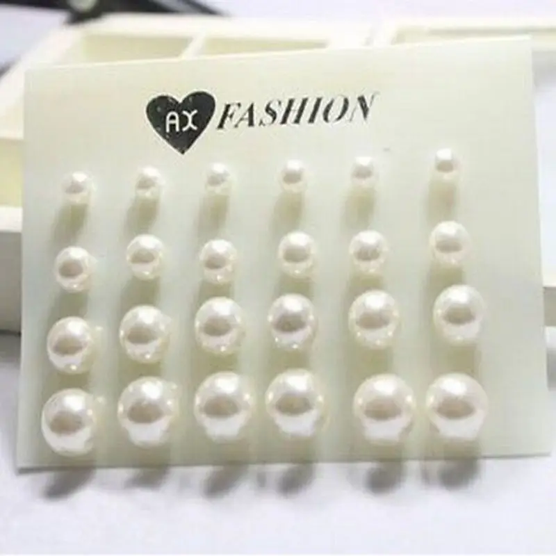 12 пары/компл. белая женская Бижутерия Аксессуары для пирсинга|stud earrings set|12 pairsearrings