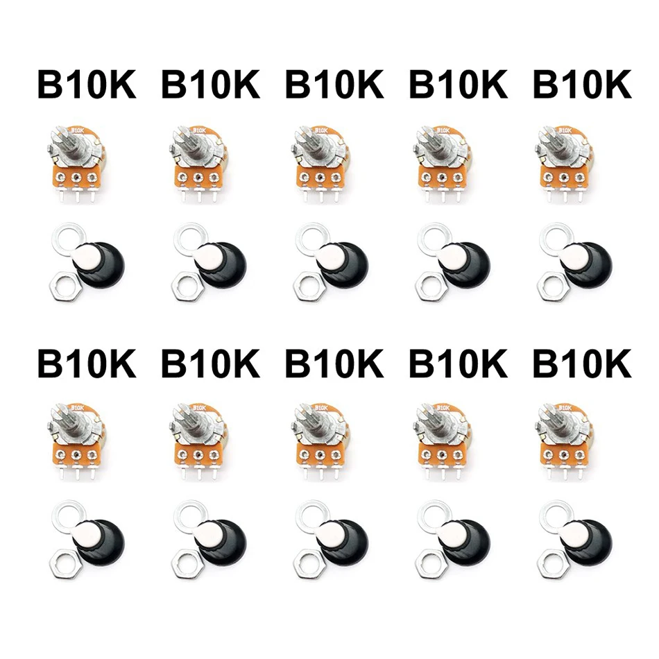 10 шт. потенциометр усилителя вала WH148 B1K/B2K/B5K/B10K/B20K/B50K/B100K/B500K 3 контакта 15 мм