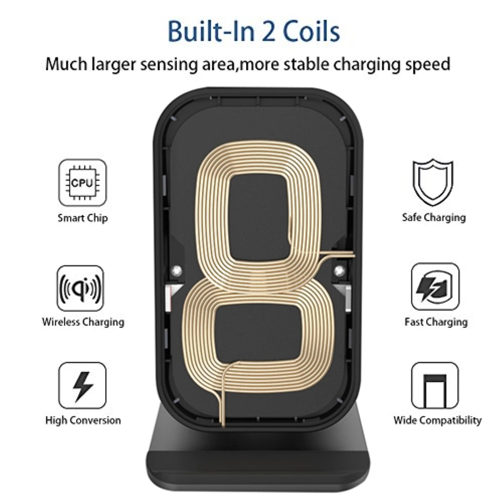 Qi Беспроводное зарядное устройство 10 Вт быстрая Подставка для зарядки для samsung Note9 S8 S9 Plus для iPhone X XS 8 Plus xiaomi mix 2 s металлический возраст