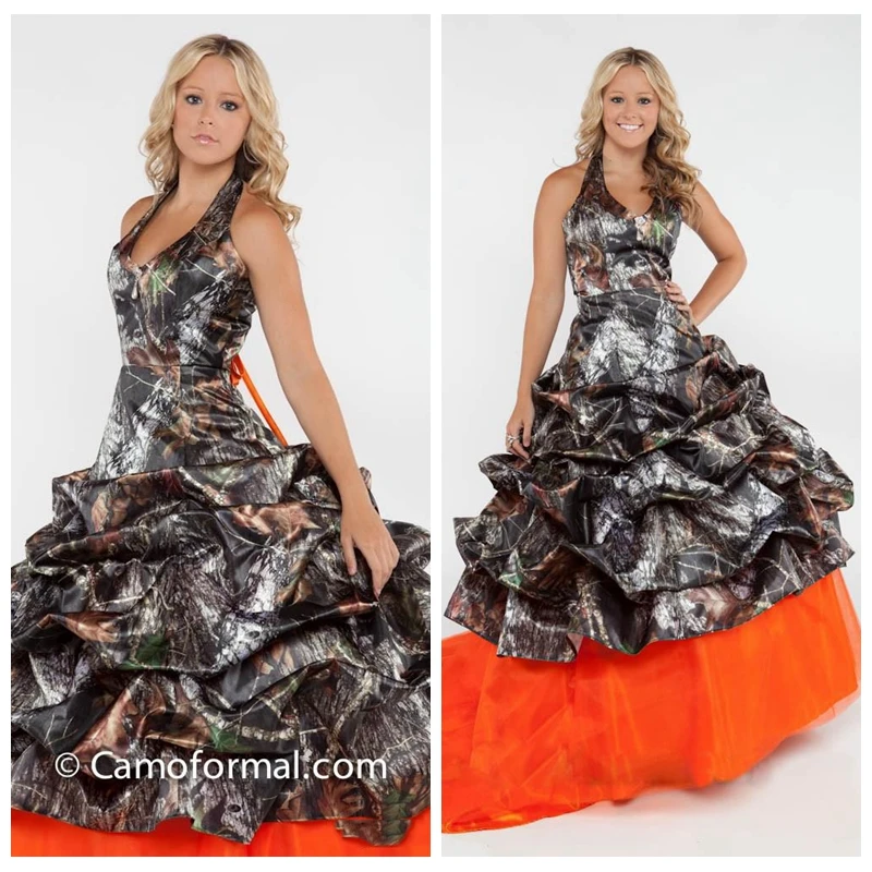 2022 Halter Ball Gown Camo Wedding 