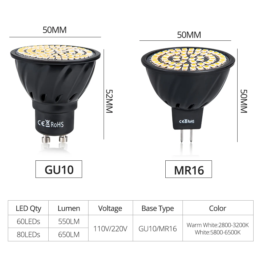 Светодиодный светильник MR16 GU5.3 GU10 110 В 220 светодиодный bombilas точечный 60 80 2835SMD без
