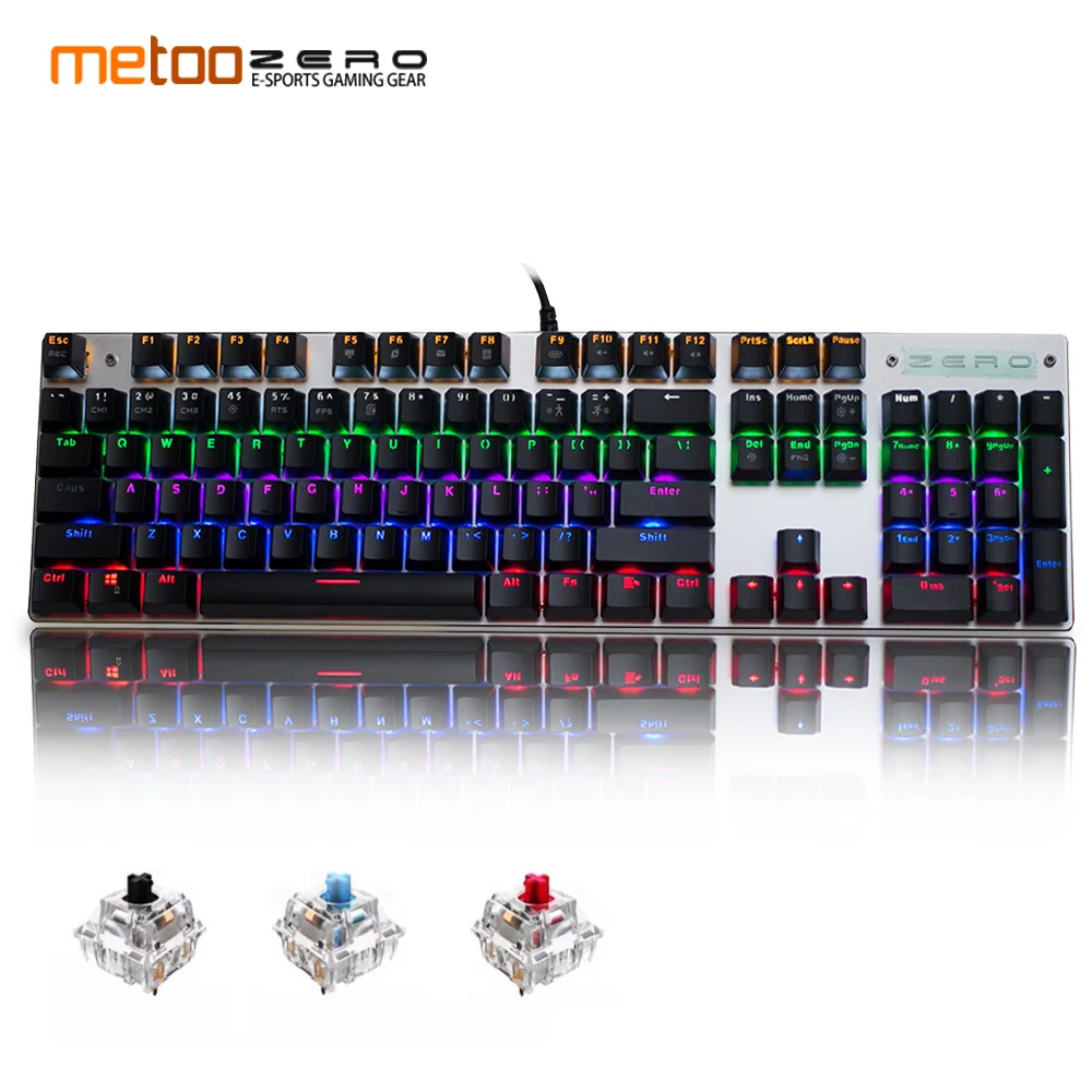 

Metoo gaming Mechanical Keyboard 87/104 keys usb Wired keyboard blue/red/black switch Backlit Keyboard English/Russian/Spanish