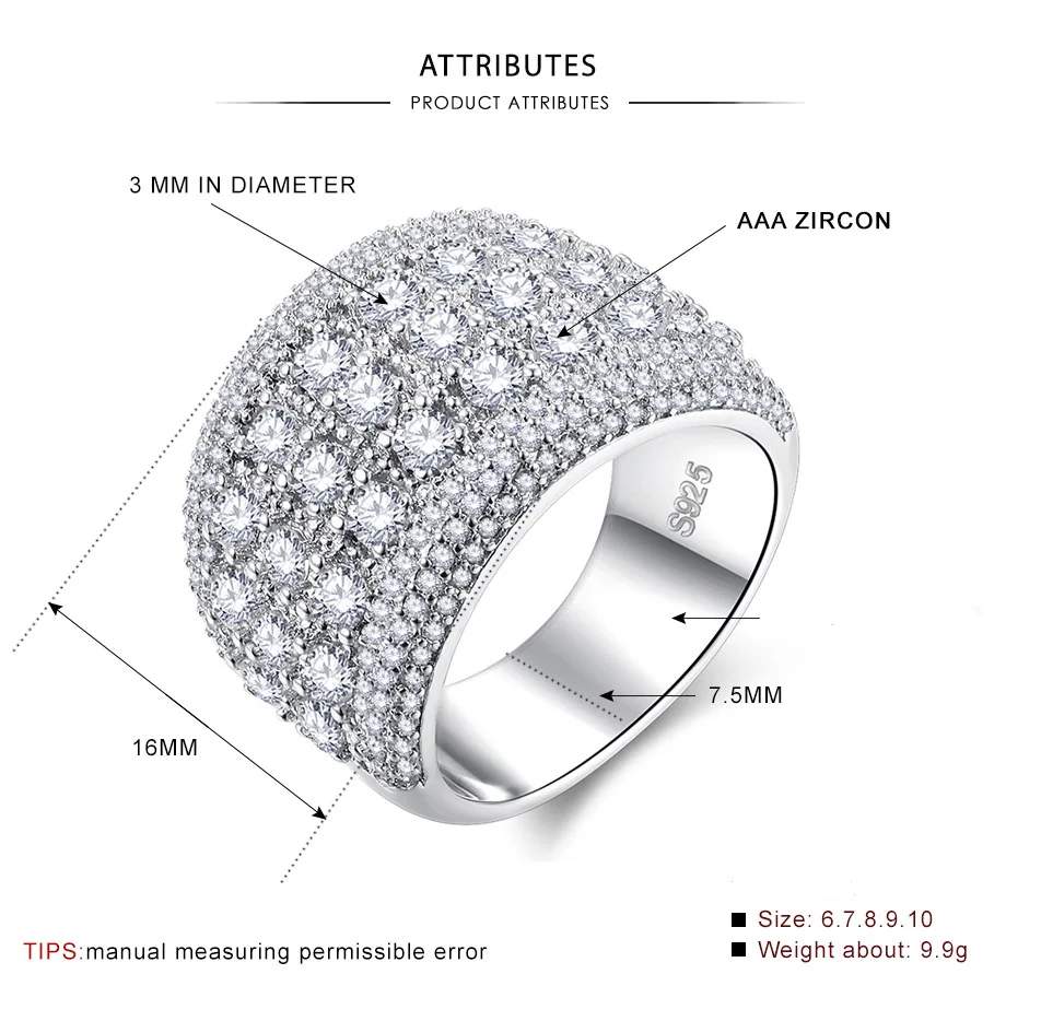 9 7 6 8 Women/'s Cubic Zirconia wide Sterling Silver CZ Wedding Band Size 5