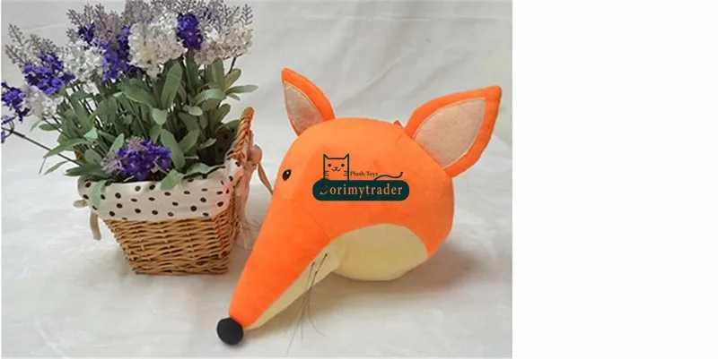 Dorimytrader Pop Anime Realistic Animals Heads Elephant Fox Panda Deer Rhinoceros Plush Toys Animal Wall Hanging Nice Home Decoration Doll DY61780(18)