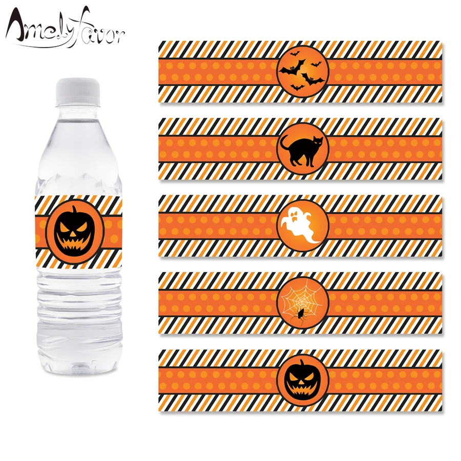 

Halloween Theme Bottle Labels Halloween Decor Event Party Decorations Supplies Pumpkin Spider Web Cat Ghost Bottle Wrapper