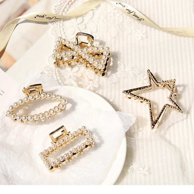 

New Fashion Pear Geometric Hair Claws Trendy Metal Hair Care Styling Tool Star Oval Hair Accessories