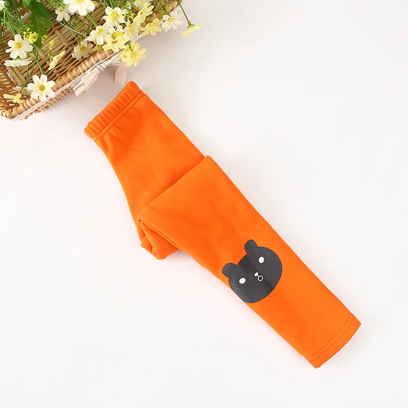 orange bear Г. Осень-зима, новые модные вельветовые утепленные детские штаны от 2 до 8 лет леггинсы для девочек - Цвет: orange bear