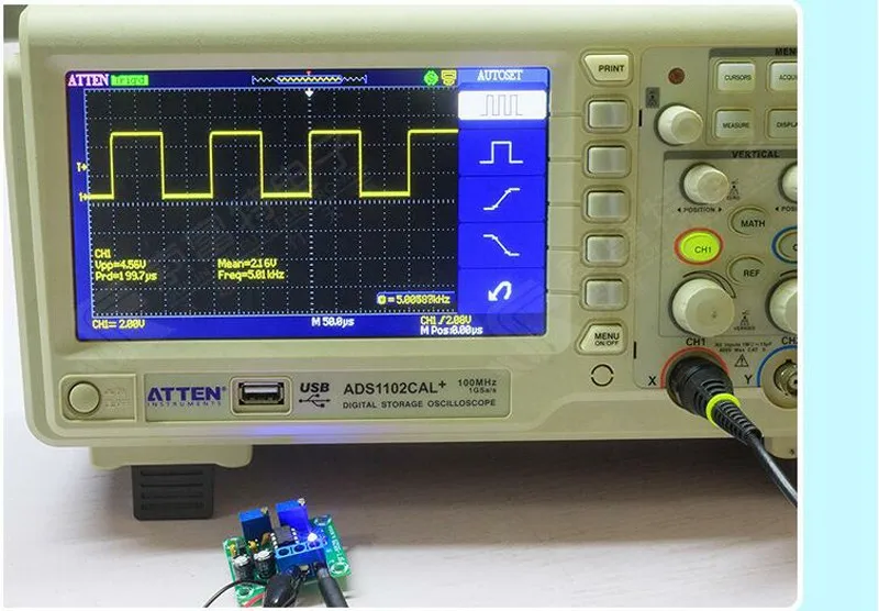 ne555 square wave signal generator module test 2