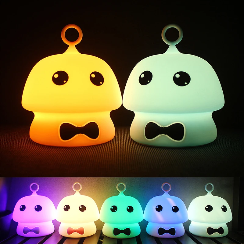 

Rechargeable Silica Gel Mushroom Lamp 7 Color Change Touch Switch Bedroom Bookcase Night Light Home Decor Creative Gift Travel
