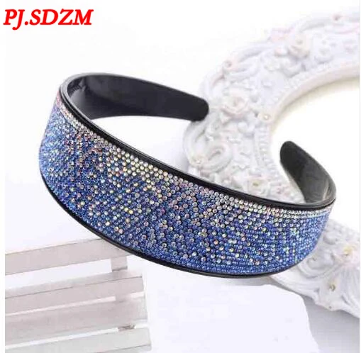 Дешево 4 см шириной девушка Австрии горный хрусталь Hairbands ПР блестящие Кристалл ободки свадебные аксессуары для волос Роскошные Головные уборы 8 Цв...