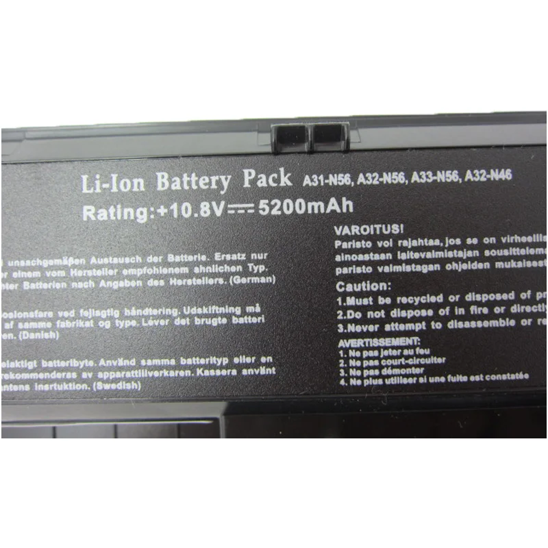 5200MAH A31-N56 A32-N56 A33-N56 laptop battery for Asus ROG G56J G56 G56J N46 N46V N46VM N56 N56DY N56JN N56VB N56VV N76 5200MAH A31-N56 A32-N56 A33-N56 laptop battery for Asus ROG G56J G56 G56J N46 N46V N46VM N56 N56DY N56JN N56VB N56VV N76