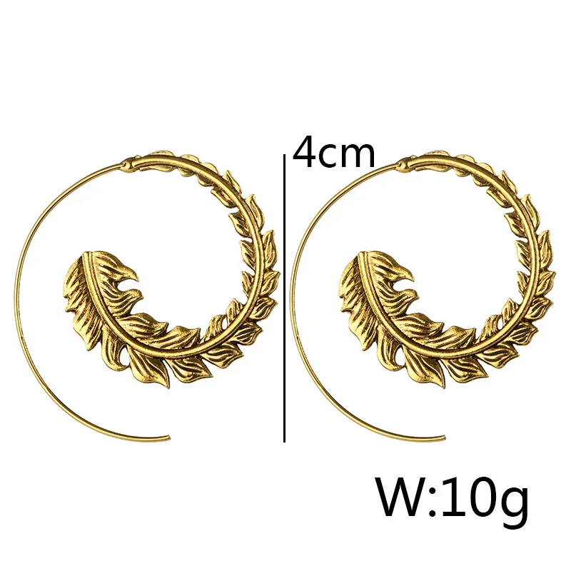 Bohemian Round Spiral Drop Earrings Big Ethnic Gold Silver Color Punk Whirlpool Gear Earrings for Women Fashion Jewelry-size (1)