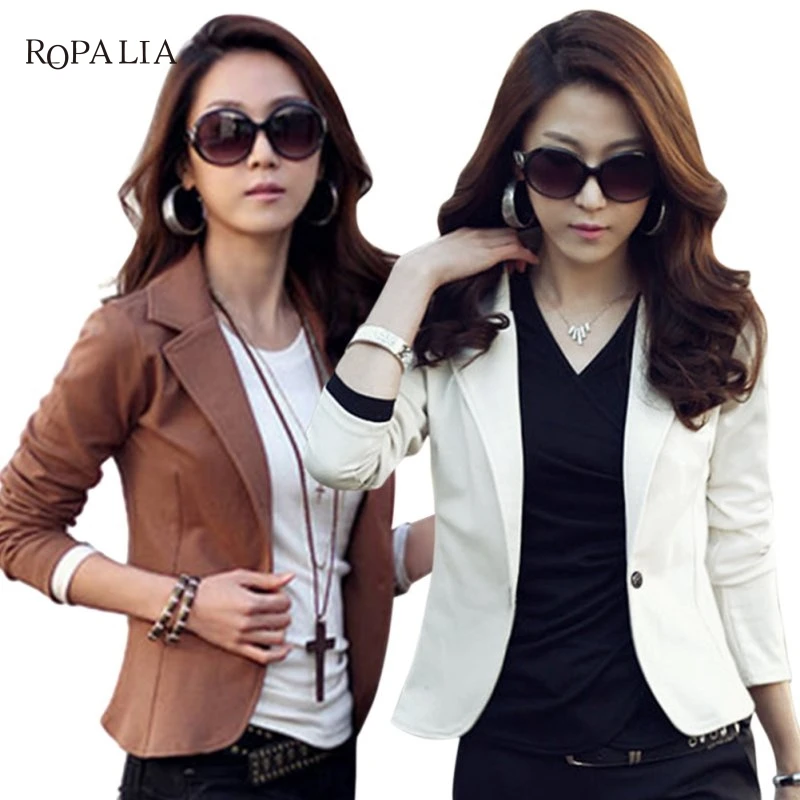 Women Blazer Feminino Plus Size 2XL Formal Jacket Women's White Blaser Rosa Female Blue Suit Office Ladies Veste Femme Blazer