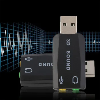 

Black Durable Lightweight Plug & Play USB 2.0 to 3D for Mic Speaker Audio Headset Sound Card Adapter 5.1 Channels for PC Laptop