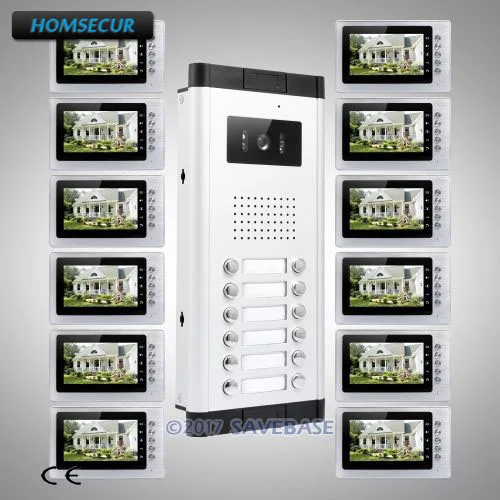 

HOMSECUR 7" TFT Video Door Entry Call Intercom with LCD Color Screen +Night Vision Camera for 12 Families