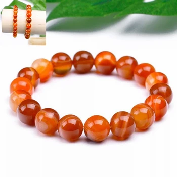 

Original Amber Healing Crystal Natural Red Agate Stone Beads Strand Bracelet Accessories Black Rock Stone Men Women Jewelry Gift