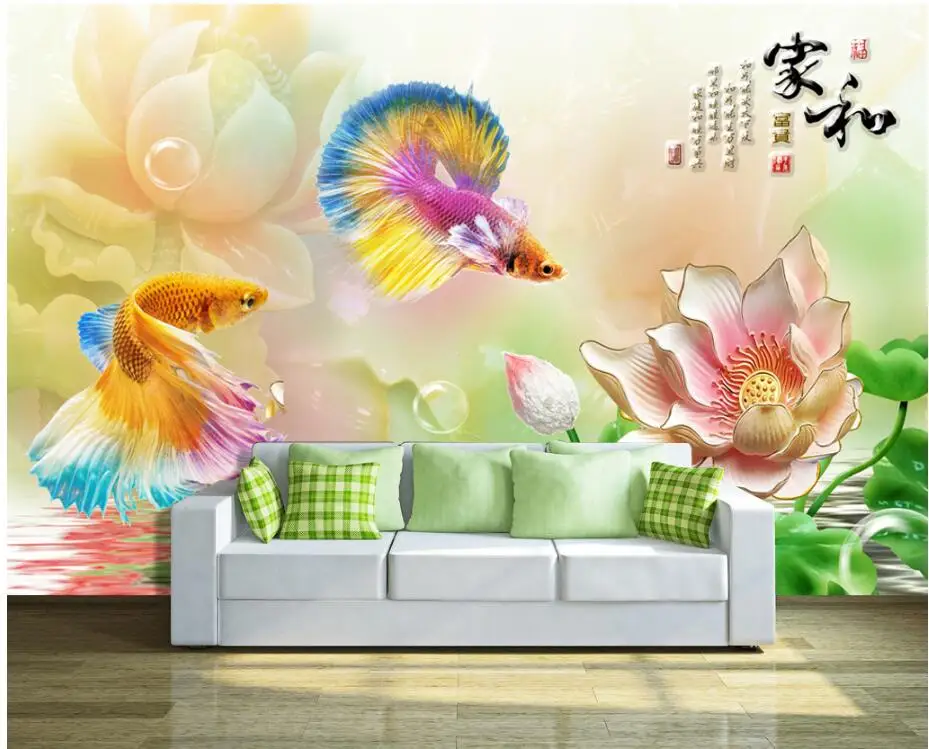 

3d room wallpaper custom photo wallpaper on the wall Colorful lotus flowers Home decor 3d wall murals wallpaper for walls 3 d