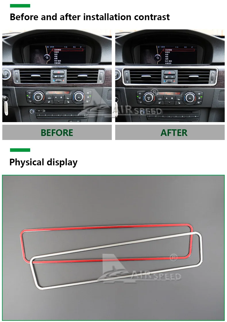 Airspeed Car Center Console Air Conditioning Outlet Frame Decor Stickers for BMW E90 3 Series 2005-2012 Accessories Car-styling