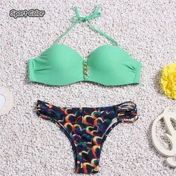 

Popular Women Sexy Swimwear Bikinis Set Lady Girls Strappy Fresh Style New Swimsuit Beachwear Push Up Biquini Bathing Suit S-L