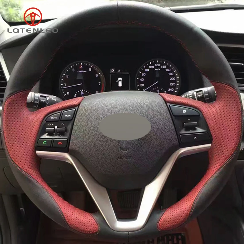 Para Vw Transporter T5 2003-2009 Cuero Negro cubierta del volante Rojo Costura