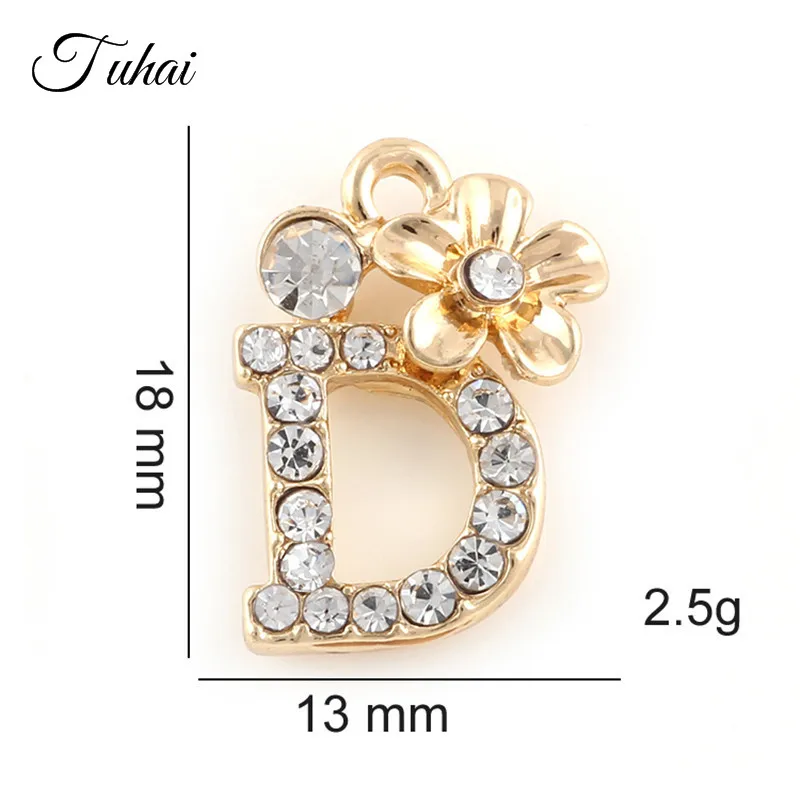 

10pcs Silver Gold Color Alloy Metal Charms Pendant Crystal Letter D Flower Dangle for Women Bracelet Earrings Making Crafts