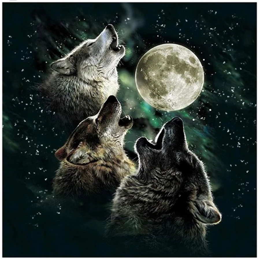 

Moon Wolf Rhinestone Painting Diamond 5d DIY Diamond Painting 3D Cross Stitch Craft Pattern Diamond Embroidery Home decoration