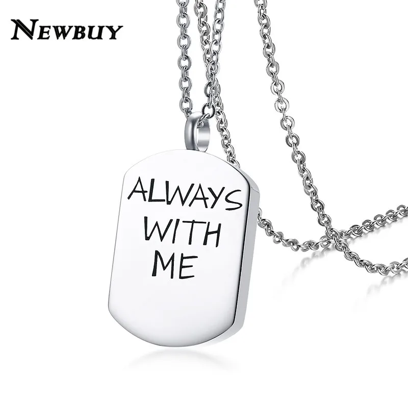 

NEWBUY "Always With Me" Stainless Steel Pendant Necklace For Women Men Silver Color Link Chain Necklace Couple Jewelry