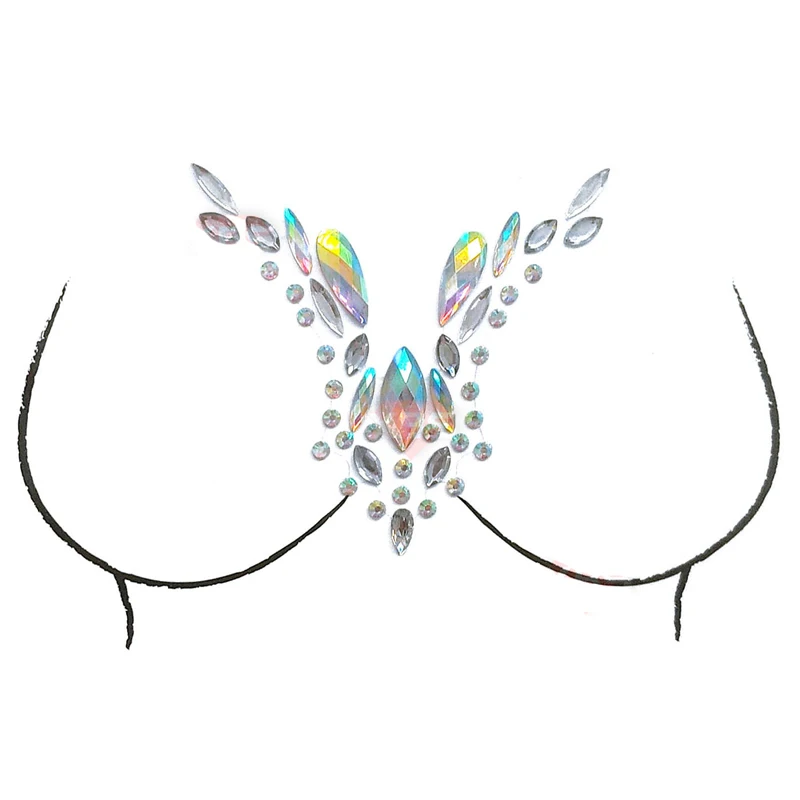 Nipple Cover Crystal Bra Stickers Adhesive Diamond Beads Breast Pasties Shiny Tattoo Sticker Bra Accessories Bra Pad Stickers