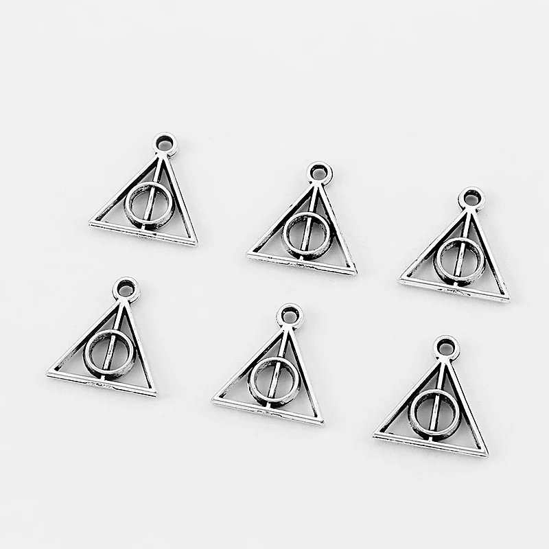 100 шт антикварные серебряные маленькие Deathly Hallows Символ Подвески Украшения из бусин 13 мм