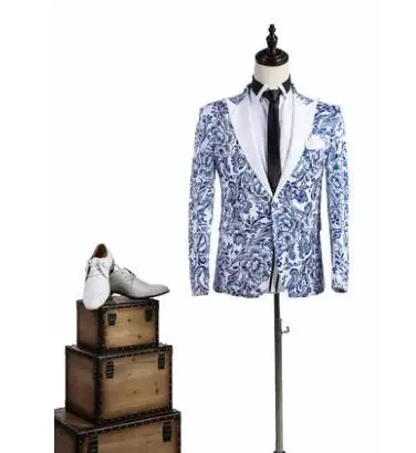 Blazer men formal  dress  pattern  royal  blue  mens suit 