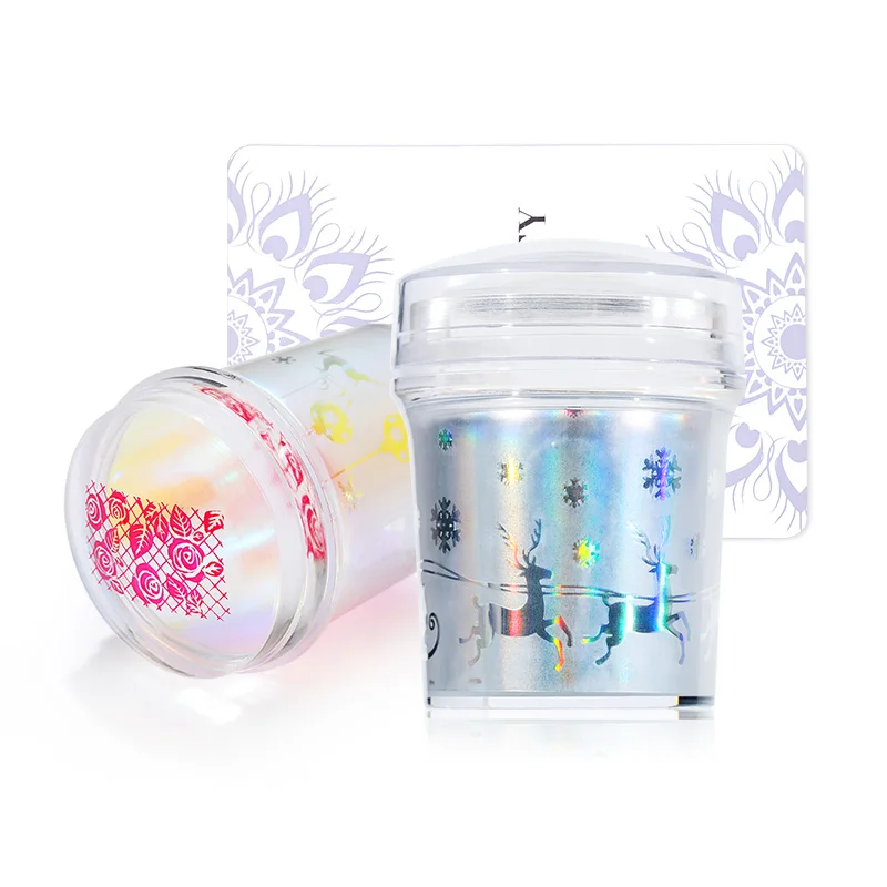 

BORN PRETTY Christmas Clear Jelly Silicone Nail Stamper With Christmas Holo Handle Transparent Nail Scraper DIY Nail Art Tools
