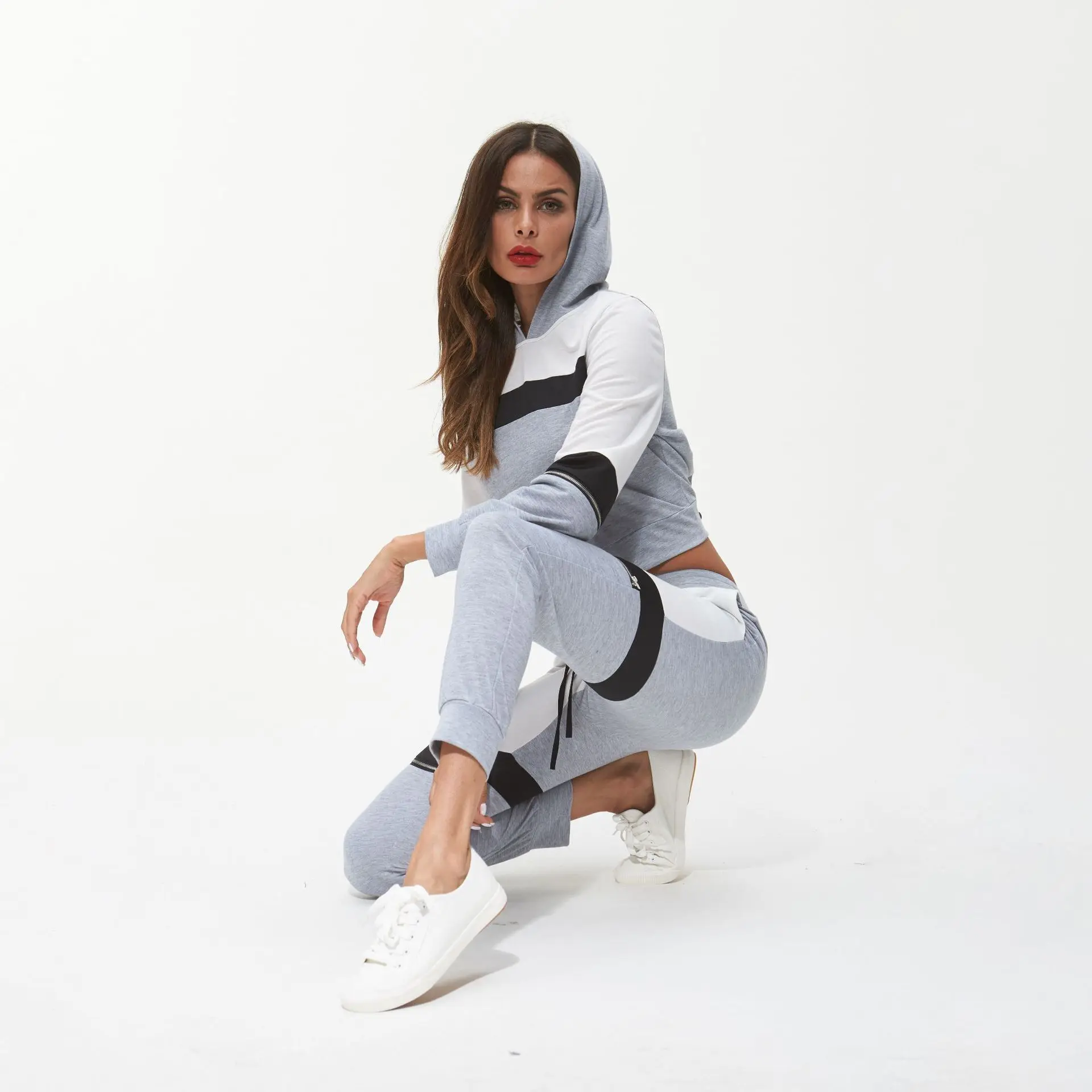 Women Tracksuit Sportswear female Hooded Hoodies Sweatshirt+pant Patchwork Running Jogging Leisure Sport Suit Workout Set Women Tracksuit Sportswear female Hooded Hoodies Sweatshirt+pant Patchwork Running Jogging Leisure Sport Suit Workout Set