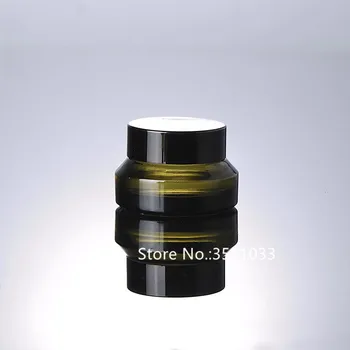 

20Pcs 15g Green Glass Cosmetic Container Bottle Jar With Black Lid Cap Small Green Glass Concealer Cream Eye Cream Jar Botella