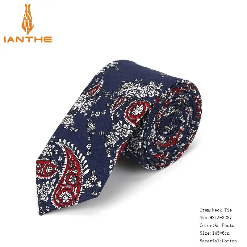 Хлопок, мужские цветные галстуки с принтом пейсли для шеи, узкий галстук, тонкие узкие галстуки, узкие толстые Галстуки - Цвет: IA3287