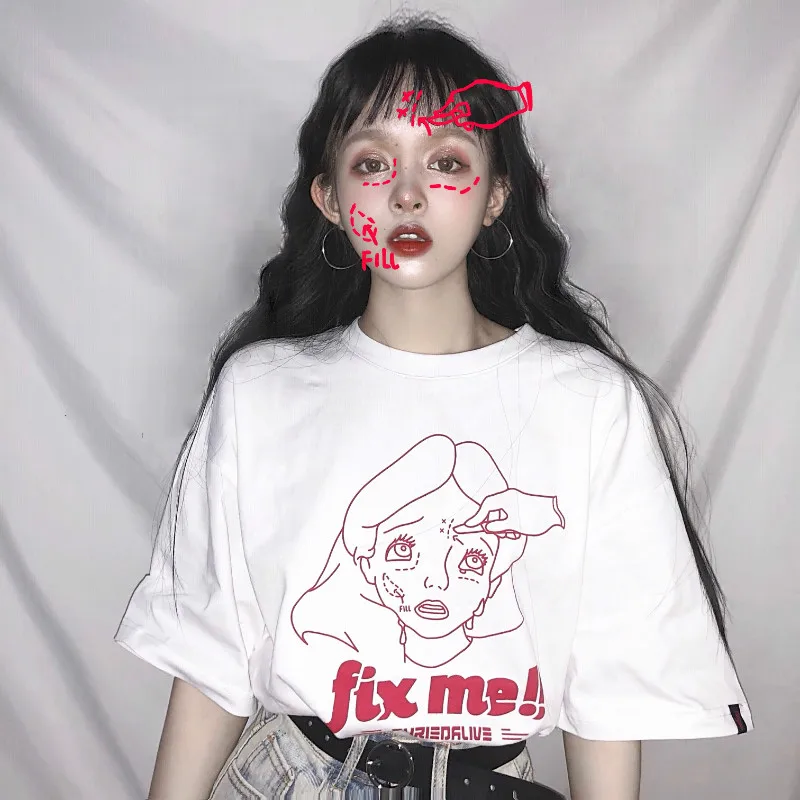 Camisetas Mujer Summer Womens Clothes Korean Ulzzang Harajuku