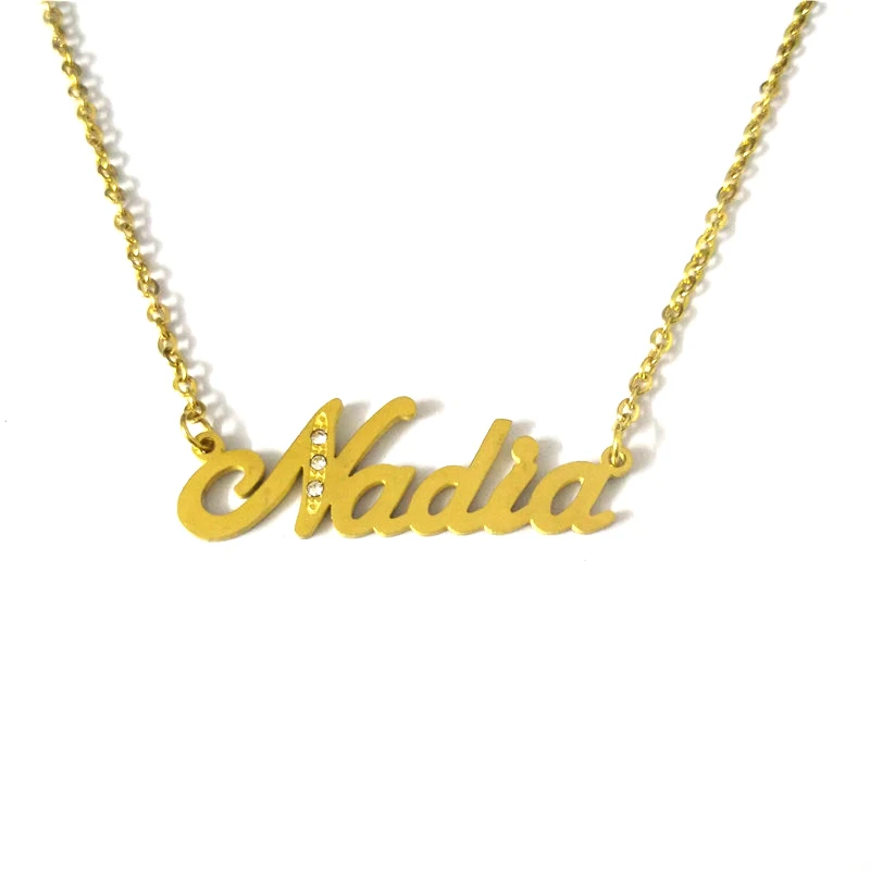 FairLadyHood Nadia Custom Name Necklace Personalized Gold Choker Pendant Necklace Women Men Custom Jewelry For Mother's Day Gift afbeelding