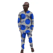 Модная мужская одежда с принтом в африканском стиле, мужские v-образные вырезы+ брюки, комплекты одежды, танцевальный праздничный костюм, африканская мужская одежда на заказ