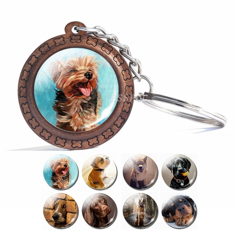 

Dog Keychain 2019 New Arrival Dog Photo Glass Dome Wooden Keychain Handmade Gift For Dog Lover