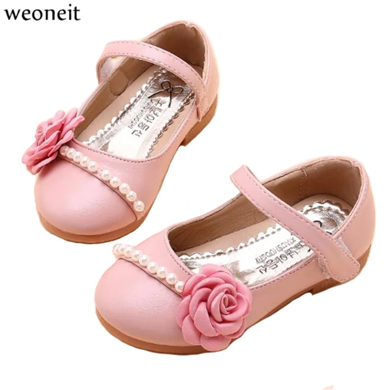 

Weoneit Girls Princess Shoes Spring/autumn New Korean Children's Flower Party Shoes Girl Tide Leather Shoes Three Colors