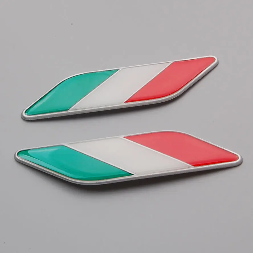 Image 2Pcs Car Auto 3D Aluminum Italy Italian Flag Fender Emblem Badge Decal Sticker