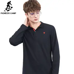 Пионерский лагерь с длинным рукавом Поло рубашка мужская брендовая одежда голубь вышивка мужской Качественный хлопок стрейч ACP802332