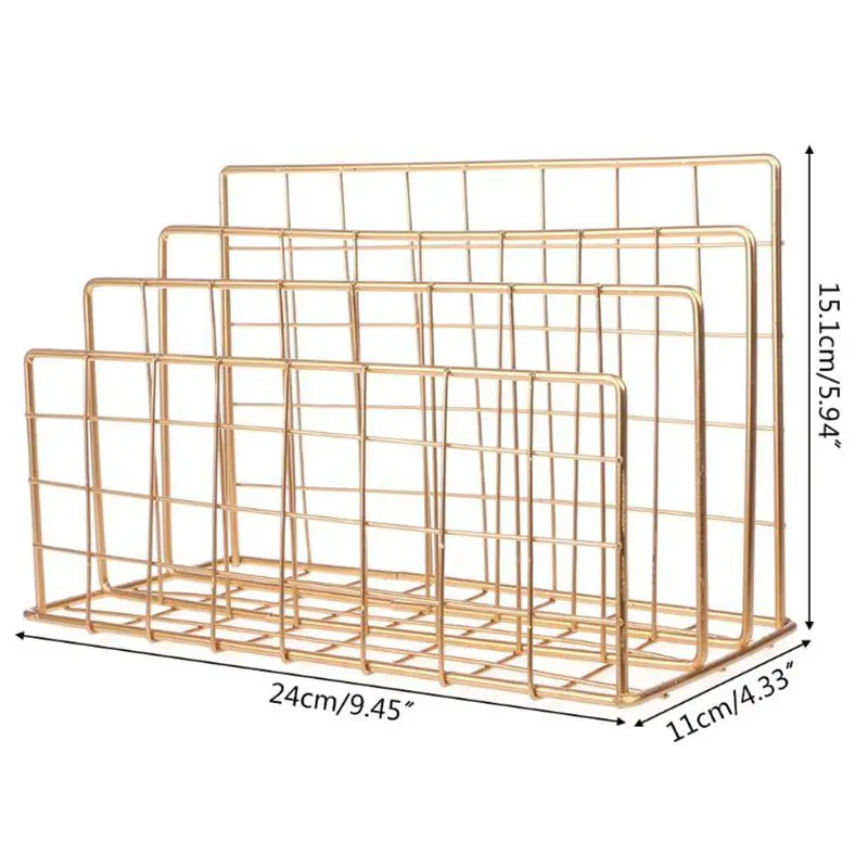 Скандинавском стиле железная художественная сетка стеллаж для хранения Книга Держатель три слоя Настольный журнал полка Домашний Органайзер украшение золото