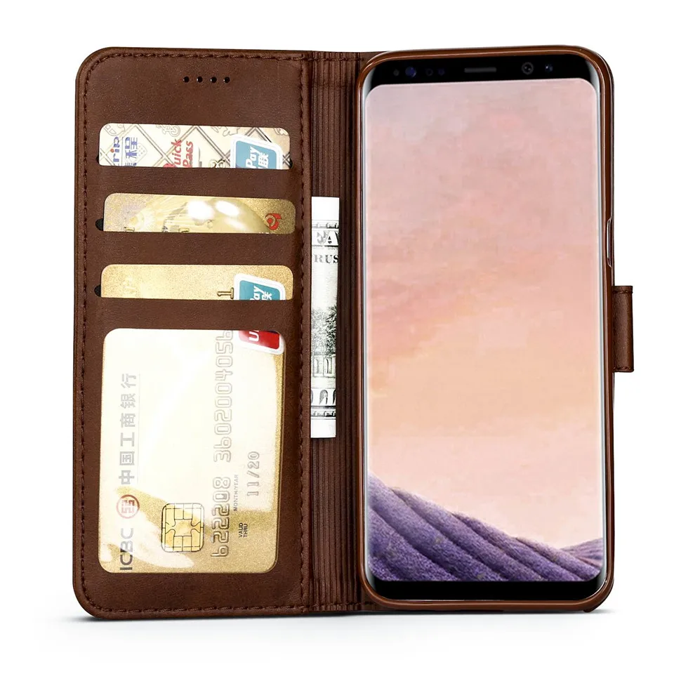 Кожаный чехол кошелек для Samsung galaxy S8 Galaxy Plus телефона с держателем карт книжка Fundas