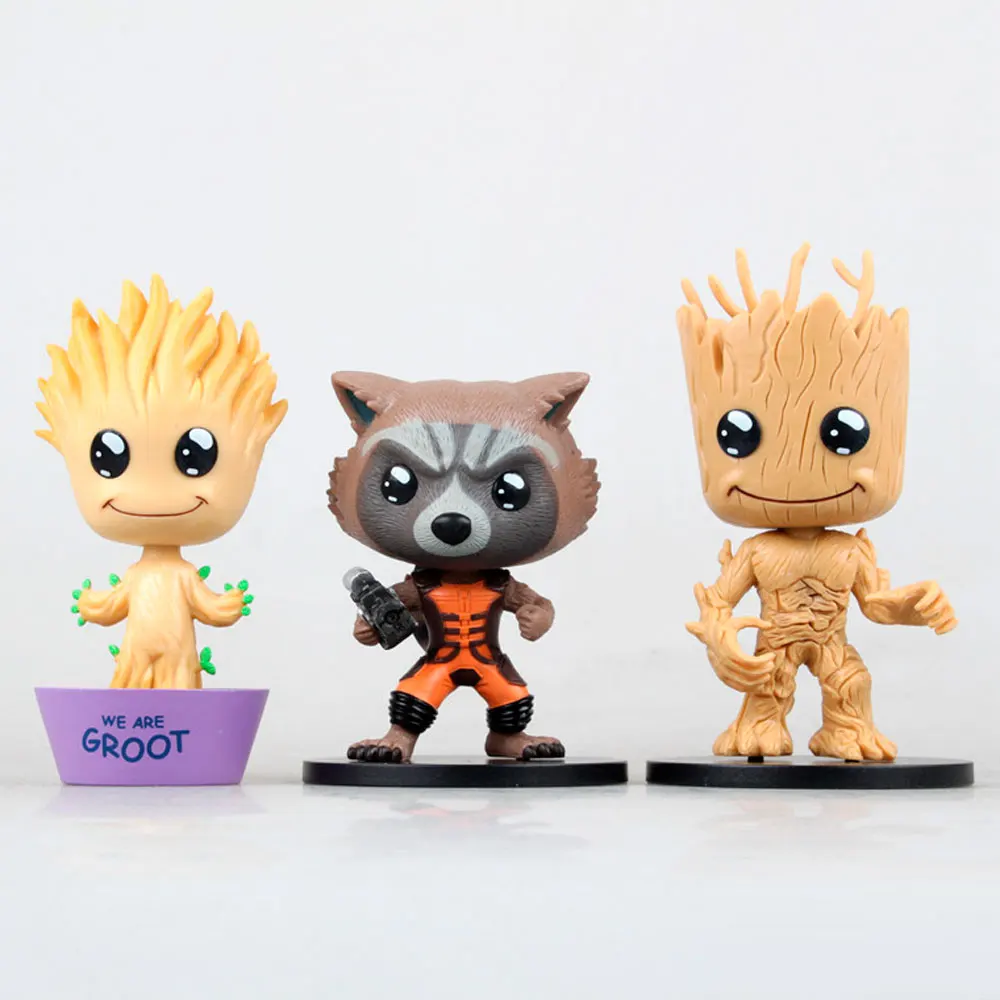 

Marvel Animation Guardians Of The Galaxy Tree Groot Rocket Raccoon Potted Plant Movie Character Groot Action Figure Doll Model