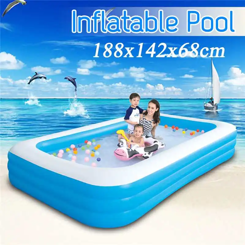 Детский надувной бассейн, 188x142x68 см, детский домашний бассейн, большой размер, надувной квадратный бассейн, тепловой консервант