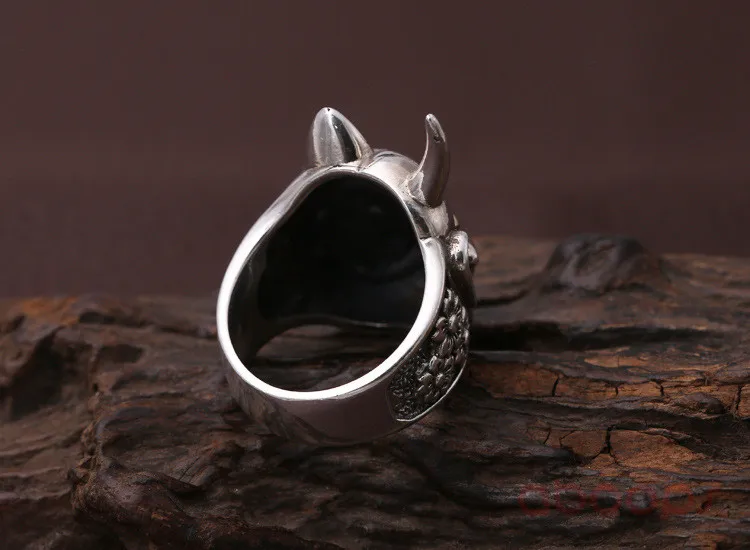 Vintage 925 Sterling Silver Japanese Prajna Mask Ring Jewelry with Sakura for Men Size 8.5 9 10 10.5 Free Shipping Fashion Jewelry